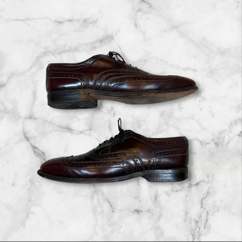 Allen Edmonds‎ McAllister Wingtip Oxford Shoes Burgundy Leather Men Size 8 C